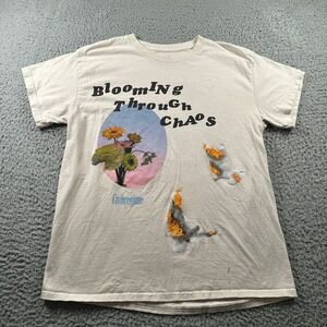 Civilregime T-Shirt Mens L Blooming Through Chaos Graphic Distressed Beige